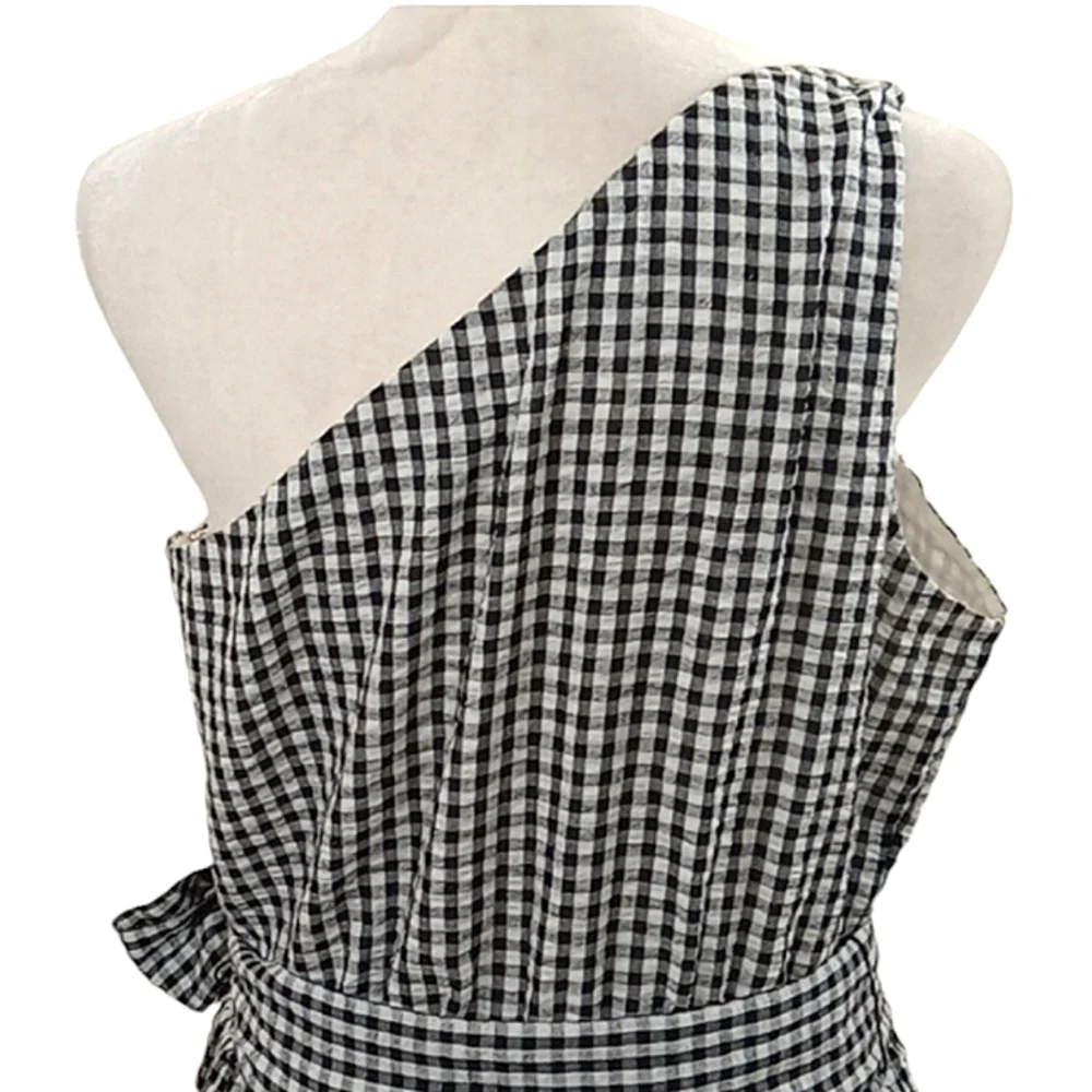 Vineyard Vines Gingham Seersucker One Shoulder Dress Size 10